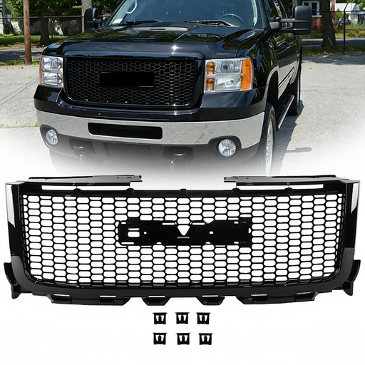 DURAFORCE Front Grille Assembly Fits For 2011 2012 2013 2014 GMC Sierra 2500/3500 HD Black