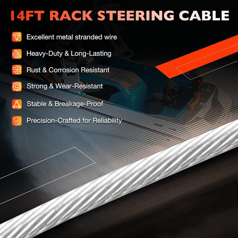 SS14114 Back Mount Steering Cable Kit for Seastar Teleflex Rack 14 FT