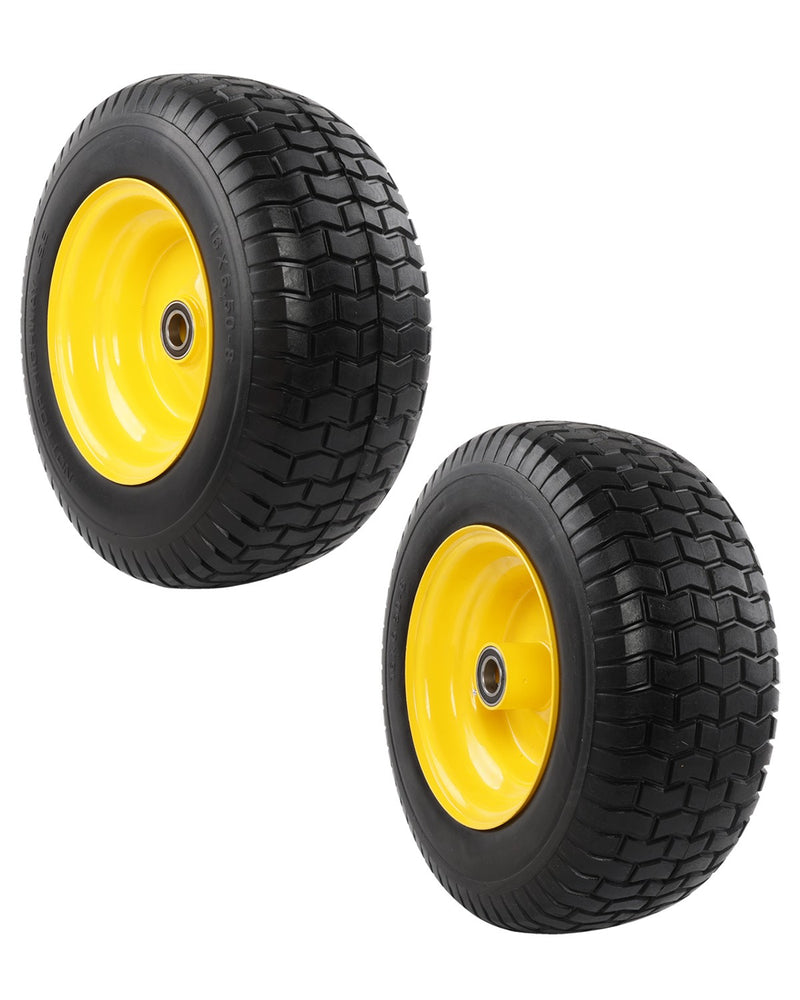 16x6.50x8 Front Flat Free Tire Wheel Set Bearings for Garden Tractor Mower 2x
