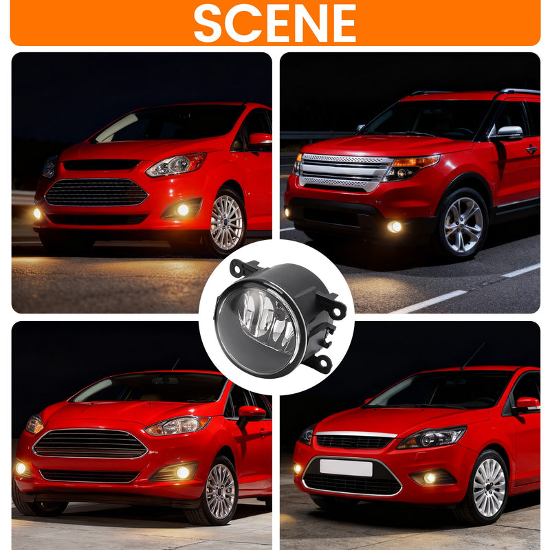 DURAFORCE Pair For Ford Explorer 2011-2015 Clear Lens Fog Lights Bumper Lamps 2Pcs New
