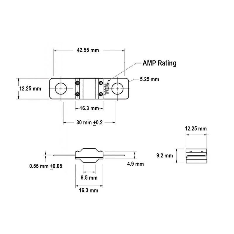 MIDI AMI 100 Amp 32V Fuse for Auto Marine Stereo Audio Video Bolt On 2 Pack