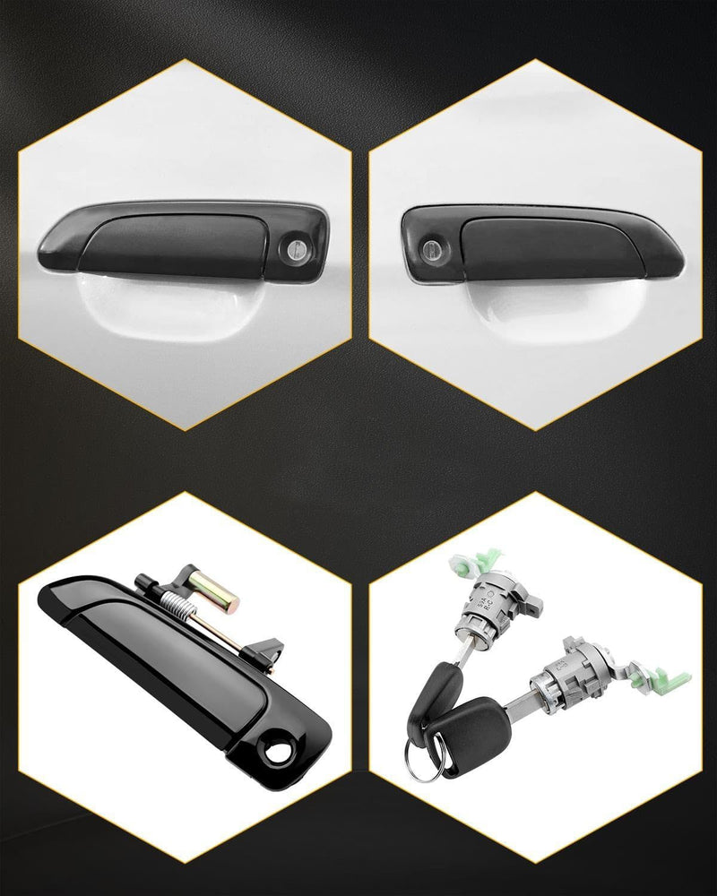 Exterior Door Handles Front Rear Lock Cylinder Key for Honda Civic 01-05 4X
