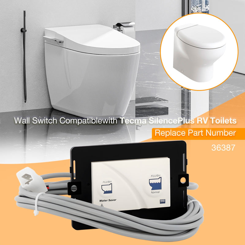 36387 RV Toilet Wall Switch with Cover for Thetford Tecma Silence Plus Toilets