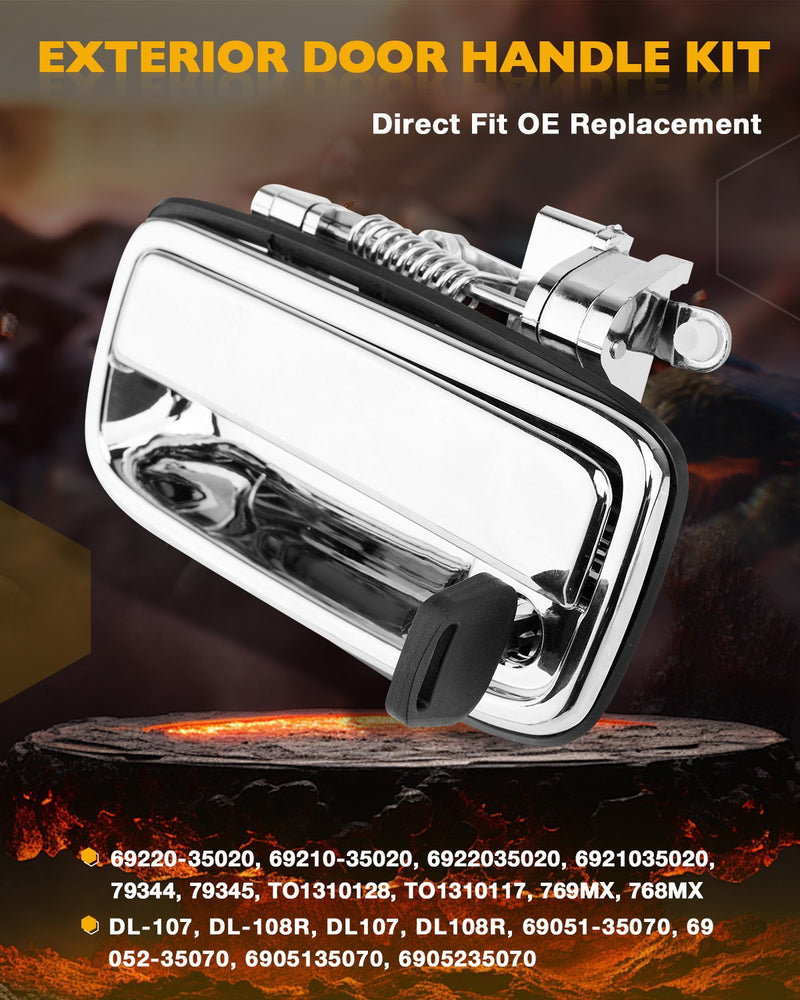 Front Exterior Door Handles Lock Cylinders for Toyota Tacoma Hilux 95 12 2Pcs
