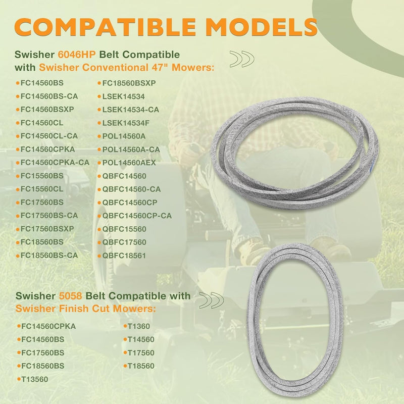 Lawn Mower Blade And Belt Set 20.5x2.25 122x47 For Swisher Finish Cut Mowers
