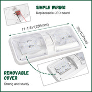DURAFORCE For RV Camper Trailer Set Of Plastic 12V LED Ceiling Fixture Double Dome Light