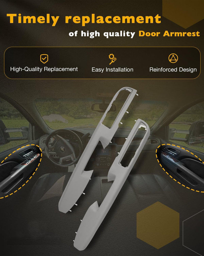 Passenger And Driver Armrest Repair Kit For 10-14 Chevy Tahoe GMC Yukon XL Gray