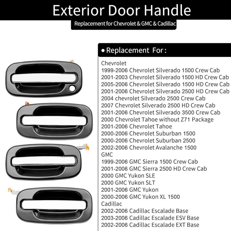 15182406 Exterior Door Handle Chrome Lever For 99-07 Chevy GMC Yukon Cadillac 4X
