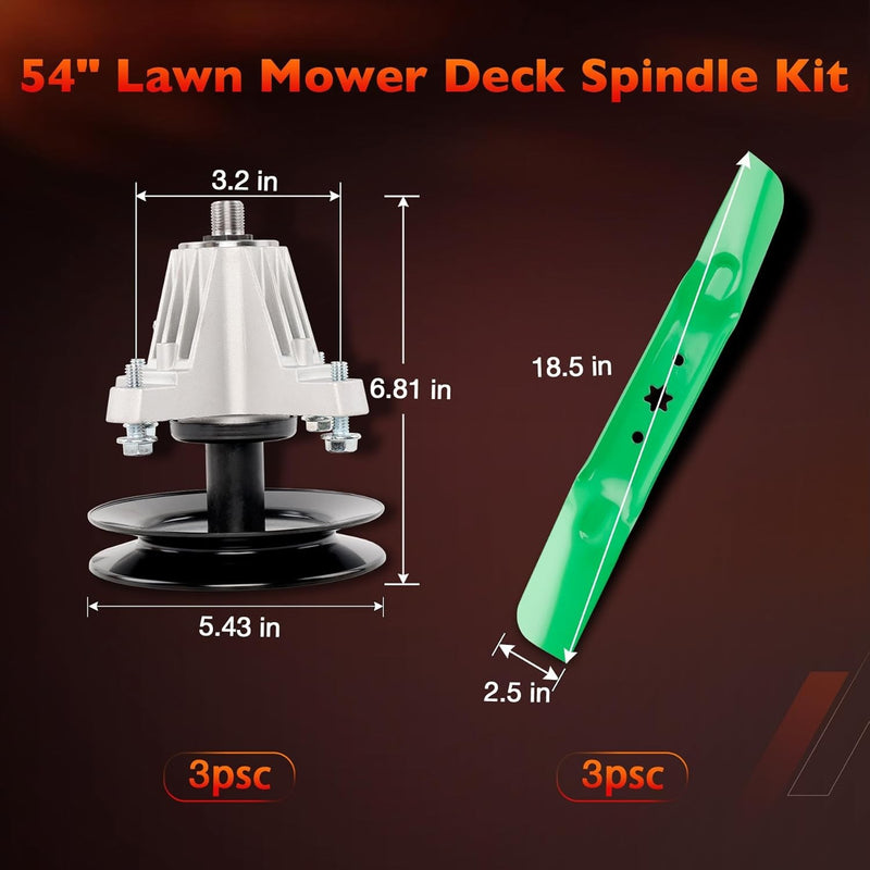 54 Mower Blade Spindle Belt Wheel Idler Kit For Cub Cadet ZT1 ZT2 Troy Bilt MTD