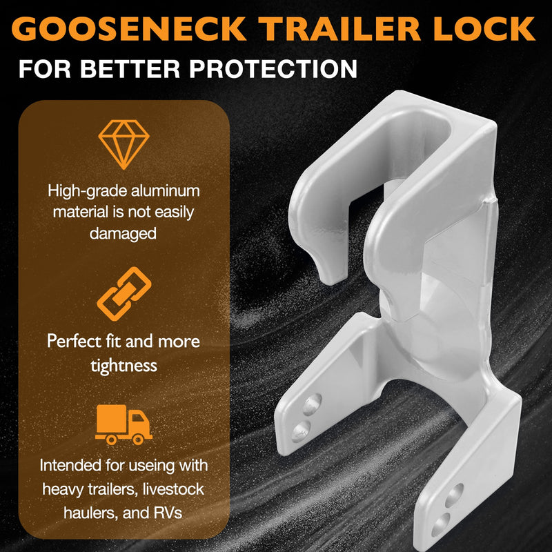 Gooseneck Trailer Hitch Lock for RV Heavy Duty Trailers Silver 2 Keys