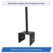 DURAFORCE U Shaped 4x4 Deck Post Concrete Anchor Spike Fence Base Black Powder Coated (4)