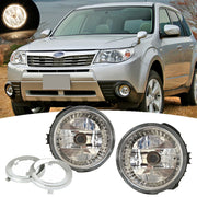 DURAFORCE For Subaru Forester 2009-2013 Front Clear Fog Light & Fog Lamp Cover Trim Ring