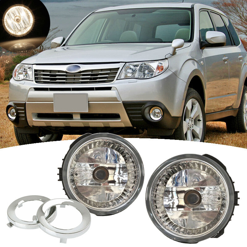 DURAFORCE For Subaru Forester 2009-2013 Front Clear Fog Light & Fog Lamp Cover Trim Ring