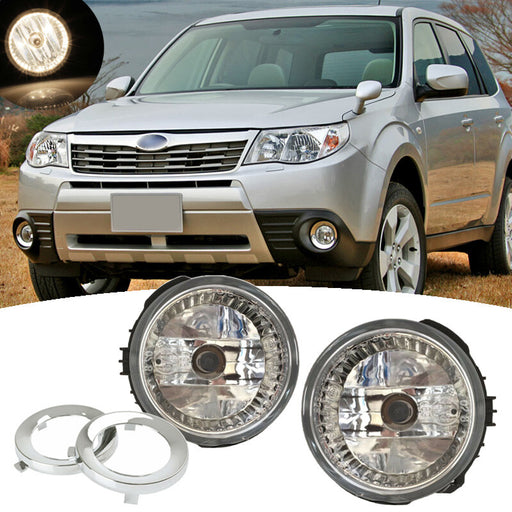 DURAFORCE For Subaru Forester 2009-2013 Front Clear Fog Light & Fog Lamp Cover Trim Ring
