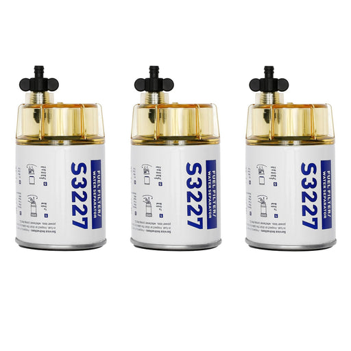 DURAFORCE S3227 Fuel Filter Water Separator Clear Bowl For Marine Outboard Motor 3 Pack