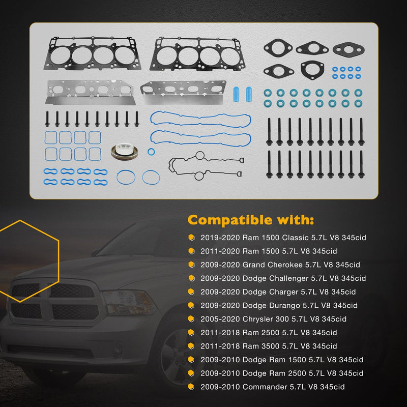 Full Cylinder Head Gasket Set for Dodge Ram Chrysler 300 Aspen Jeep 5.7L 2005 20