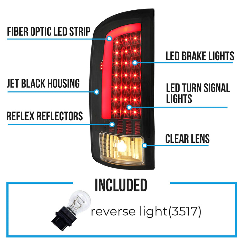 LED Tail Lights Brake Lamps Clear for 2002 2003-2006 Dodge Ram 1500 2500 3500