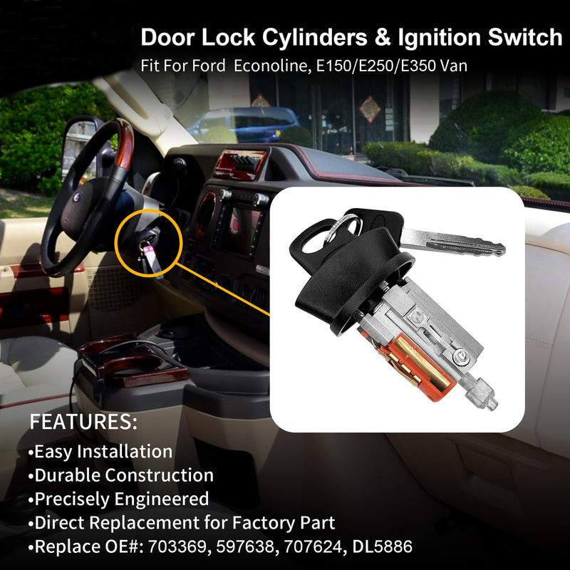703369 Door Ignition Switch Lock Cylinder With Keys For Ford E 150 E 250 1997 18