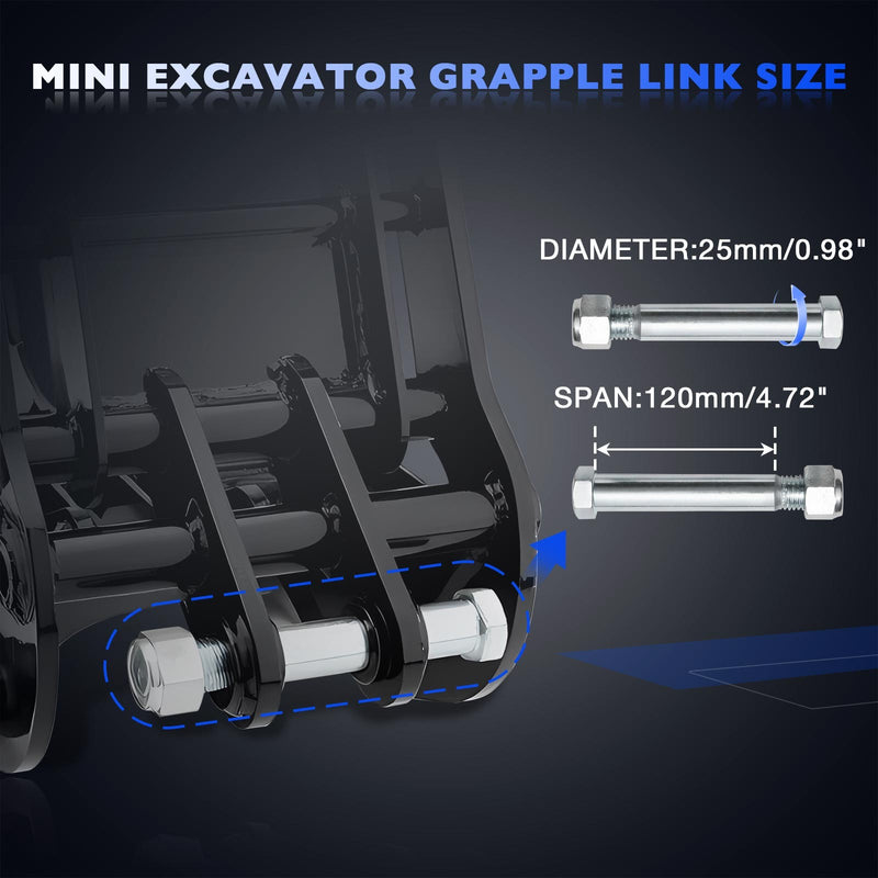 2 Pin Mini Excavator Grabber Attachment for 0.8 to 1.8 Ton Most Models