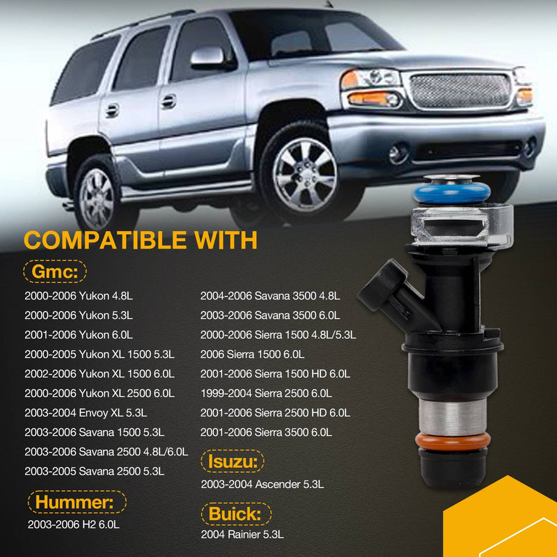 25317628 Fuel Injectors for Chevy Silverado GMC 4.8L 5.3L 6.0L 99 06 8 Piece
