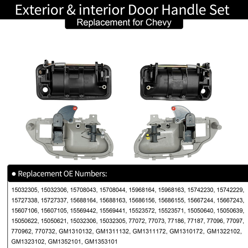 Exterior Interior Door Handles for 1988 2000 Chevy C K 1500 2500 3500 Suburban