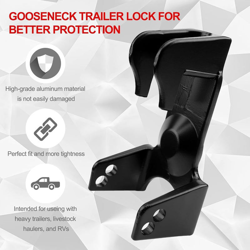 Black Gooseneck Trailer Lock with Key Lock for RVs Livestock Haulers Trailers