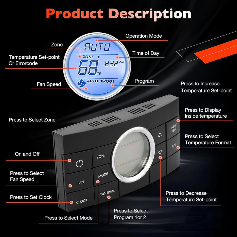 3314082000 RV Multi Zone Thermostat 10 Button Comfort Control Center for Dometic