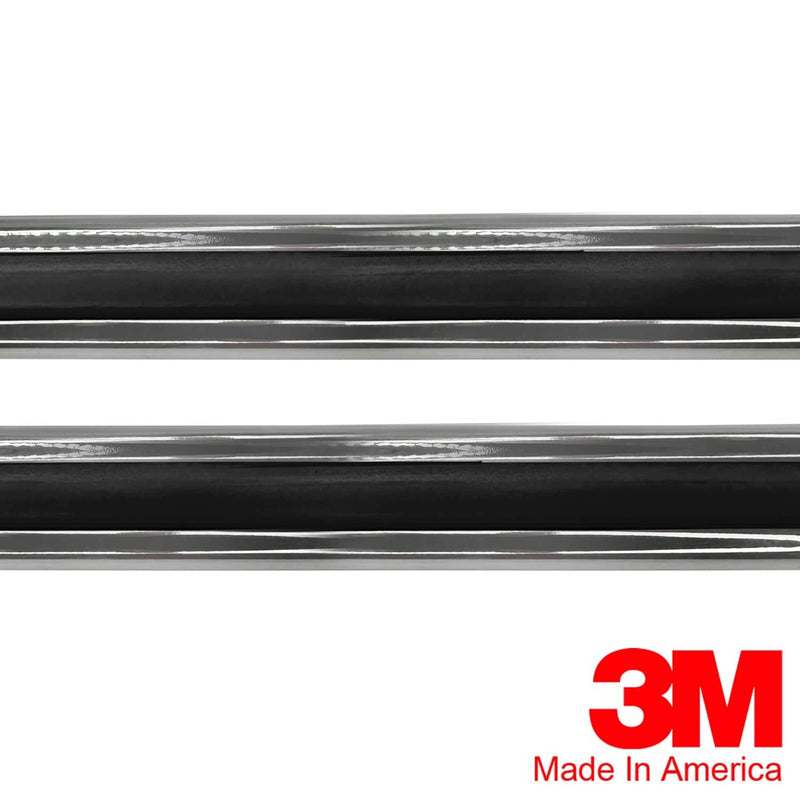 DURAFORCE Side Body Trim Molding Vintage Style 1 1/8 Inch Black and Chrome