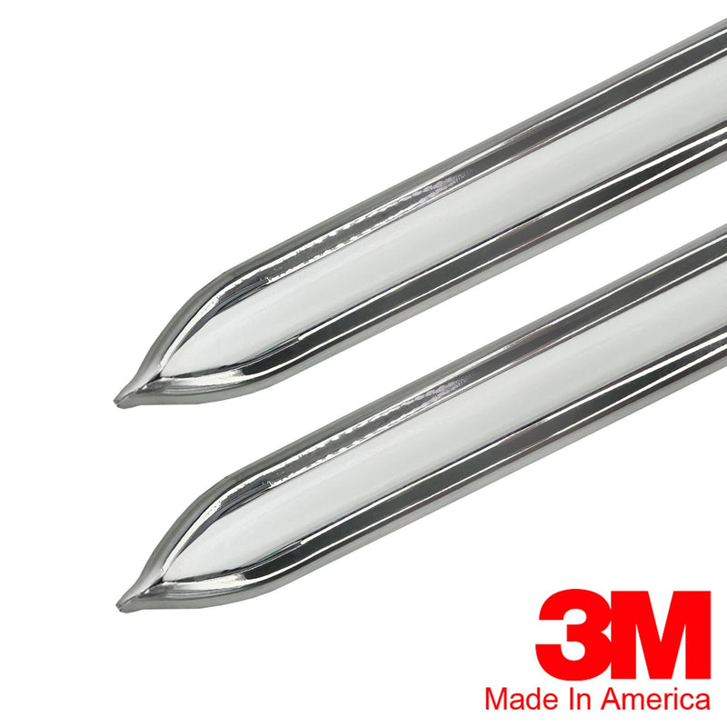 White Chrome Side Body Trim Molding 7 8 Inch Formed Pointed Ends Vintage Style