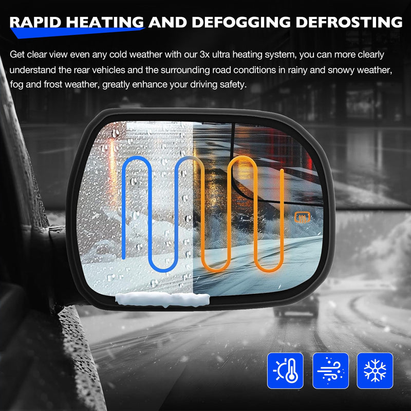 Right Passenger Side Convex Mirror Glass w/ Power Heated for Toyota Tundra 14 20