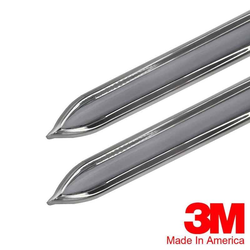 DURAFORCE Vintage Style 5 8 Inch Silver Chrome Side Body Trim Molding Pointed Ends