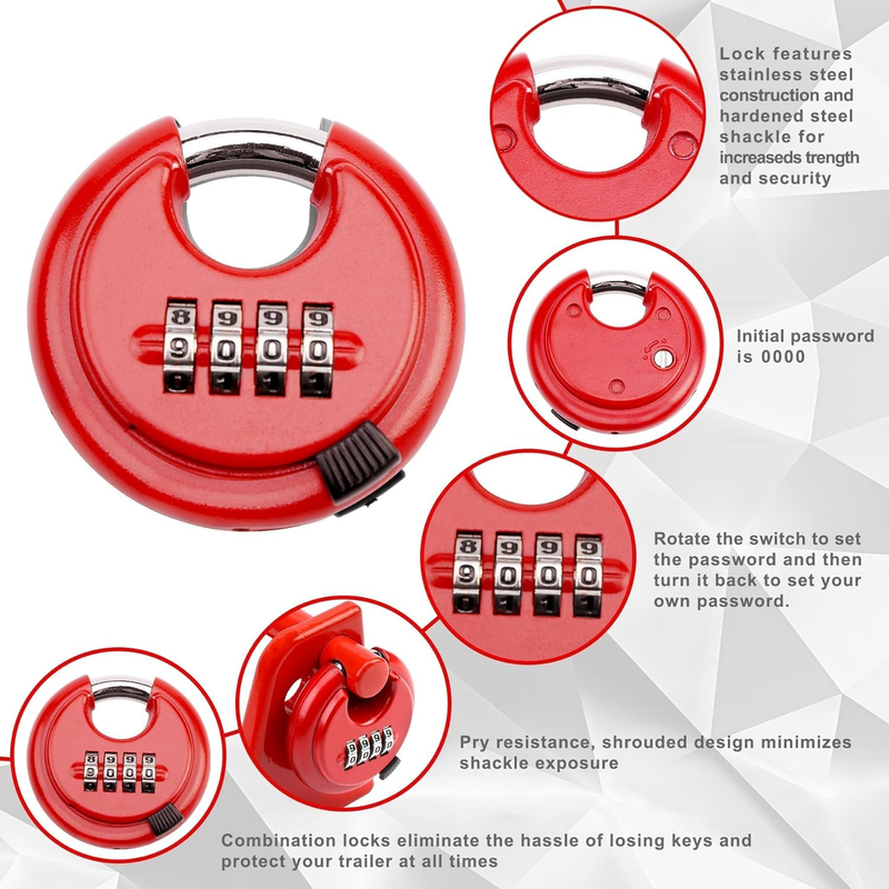 Gooseneck Trailer Lock with Key for RVs Livestock Haulers Trailers Red