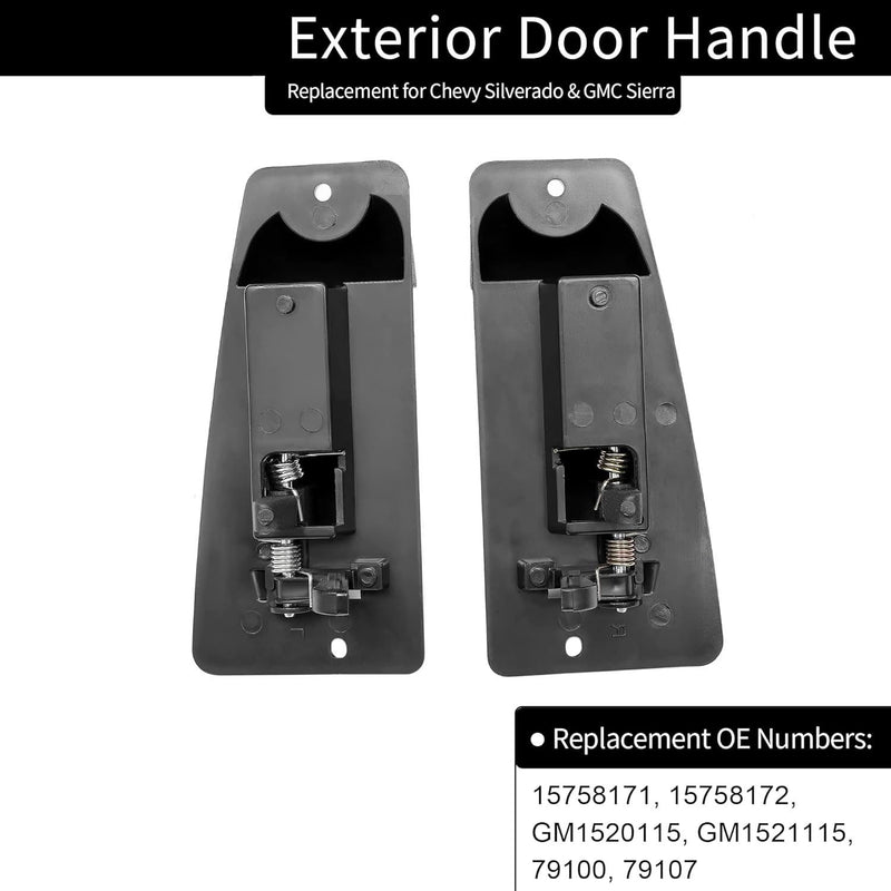 Metal Exterior Door Handles Rear Left Right for Chevy GMC Sierra 1999 2007