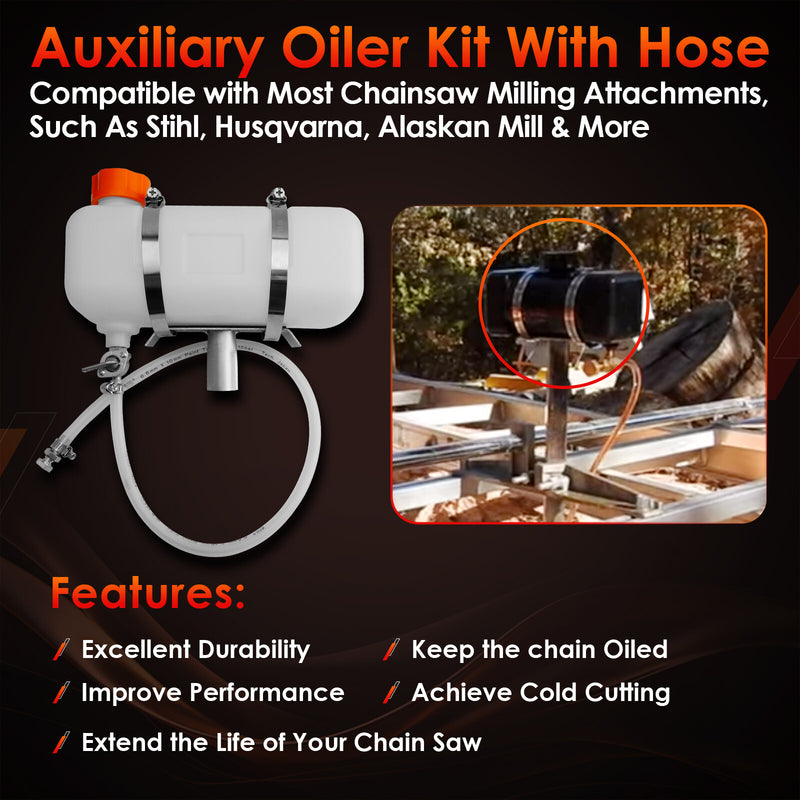 Auxiliary Oiler Kit with Hose for Chainsaw Milling Attachment Cut Sawmill Lumber