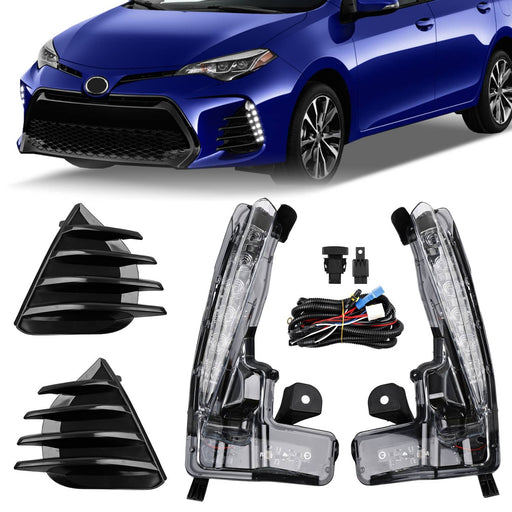 DURAFORCE LED DRL Daytime Running Fog Light Kit for Toyota Corolla SE XSE 2017 2019