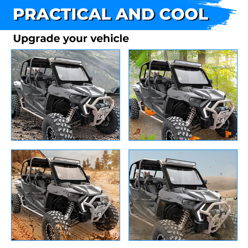Glass Front Full Windshield for 2019-2023 Polaris RZR XP XP4 1000 Black