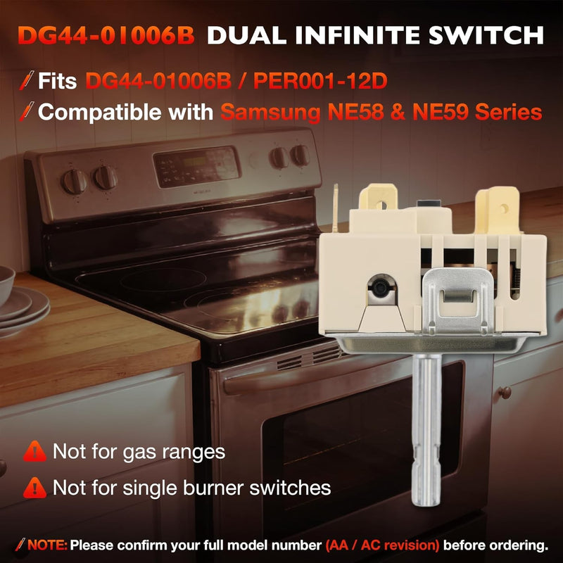 DG44-01006B Dual Burner Infinite Switch for Samsung Electric Range Oven Control