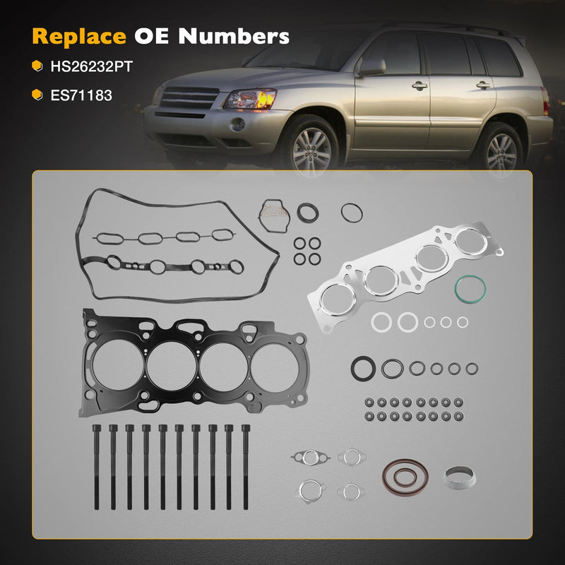 ES71183 2.4L Engine Head Gasket Set w Bolts for 01-06 Toyota Camry Solara Rav4