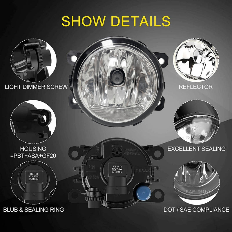 DURAFORCE Front Bumper Fog Light Lamp For Subaru Impreza 2015-2016 Halogen w/bulbs LH & RH