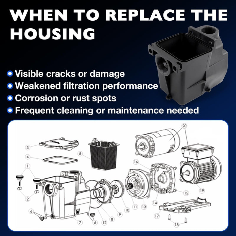 SPX1620AA 2x2 Pool Pump Strainer Housing For Hayward SP1600X And SP2600X Series