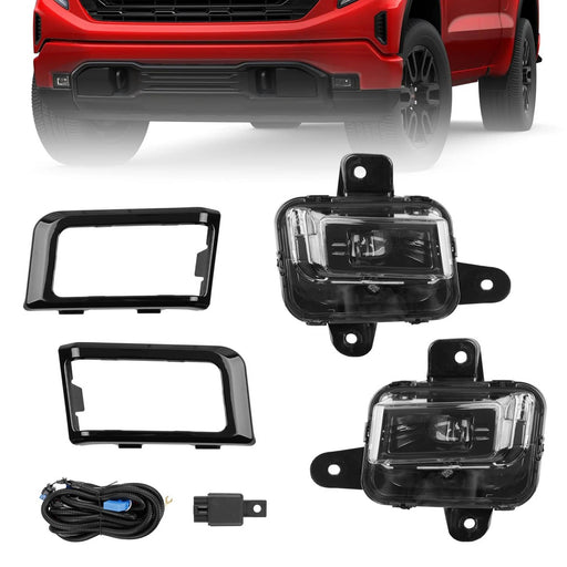 DURAFORCE LED Fog Light Lamp w/ Switch Relay Wire Bezel Kit for 2022 2025 GMC Sierra 1500