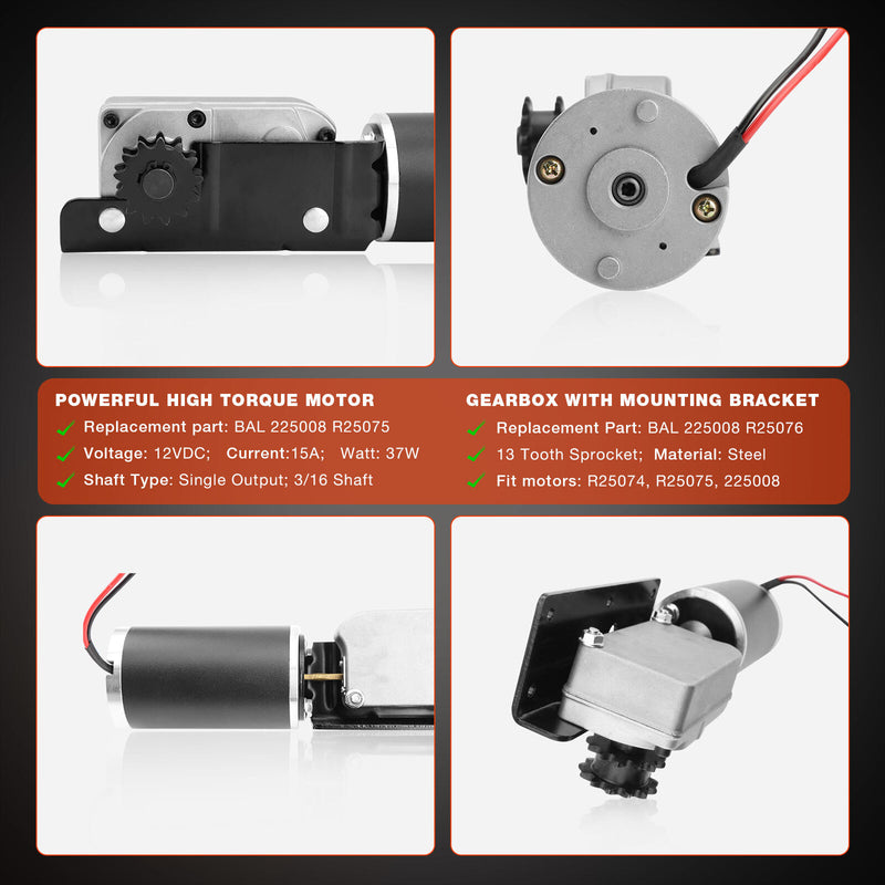 RV Slide Out Motor And Gearbox Assembly For BAL Accu Slide Cable System