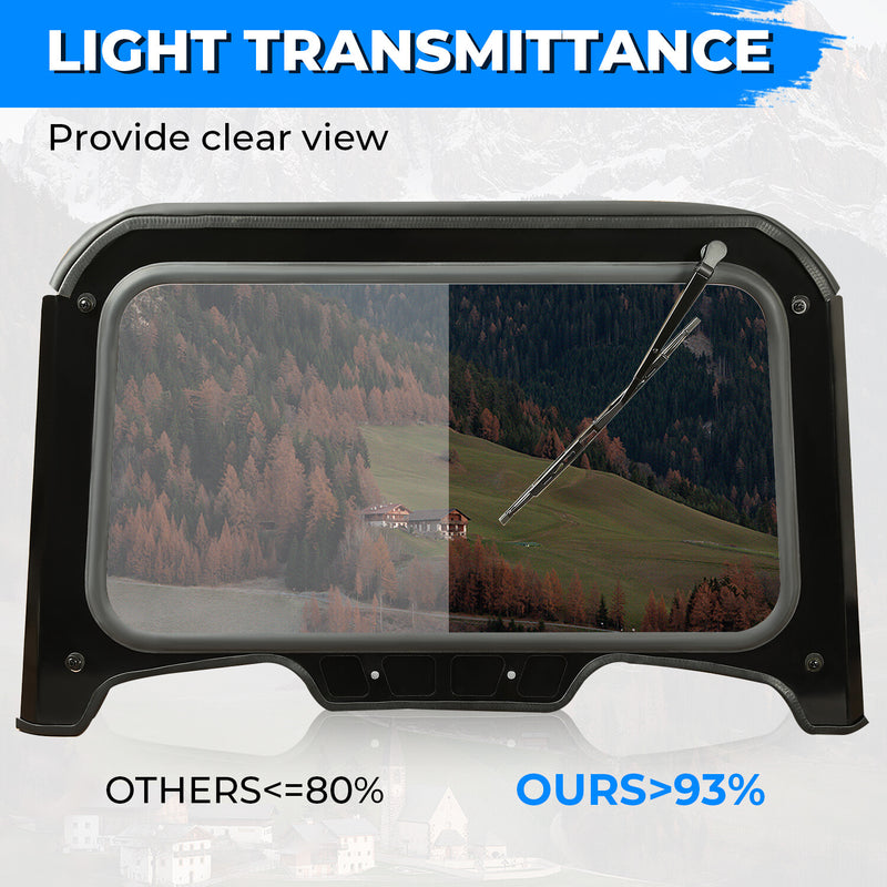 Glass Front Full Windshield for 2019-2023 Polaris RZR XP XP4 1000 Black