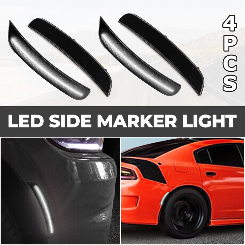 Smoke Bumper LED Side Marker Lights For Dodge Charger 2015 2022 2023 R/T SXT 4X