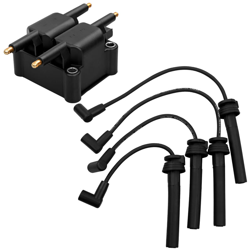 Ignition Coil & Spark Plug Wire Set for Dodge Neon Stratus Jeep Libert 2001 2007