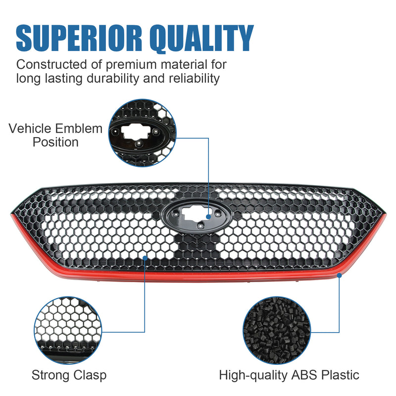 DURAFORCE For 2022-2023 Subaru WRX Sport 22 Front Bumper Grille Grill Black with Red Trim