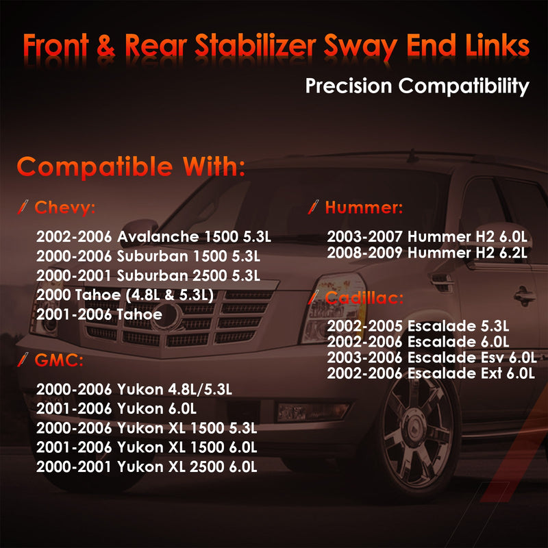 Front Rear Sway Links for Chevy Tahoe Suburban 1500 Avalanche Yukon for Cadillac