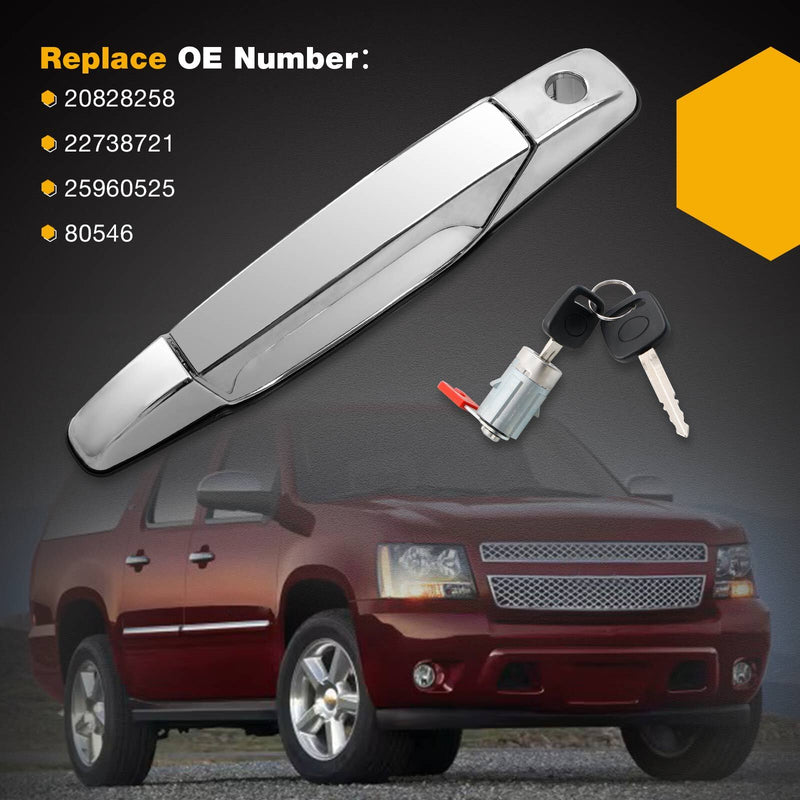 Exterior Door Handle Driver Side w/ Lock Cylinder for Chevy GMC Cadillac 07 13