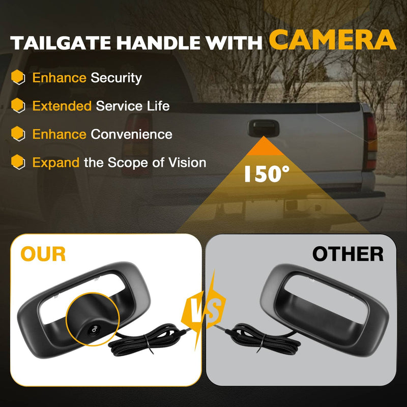 Upgrade Metal Tailgate Handle Backup Camera for Chevy Silverado GMC Sierra 1999 2007