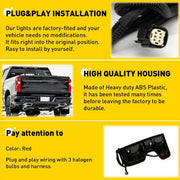 DURAFORCE Tail Light Lamp W/Bulb for Chevy Silverado 1500 2019+ Non-LED Driver Left Side